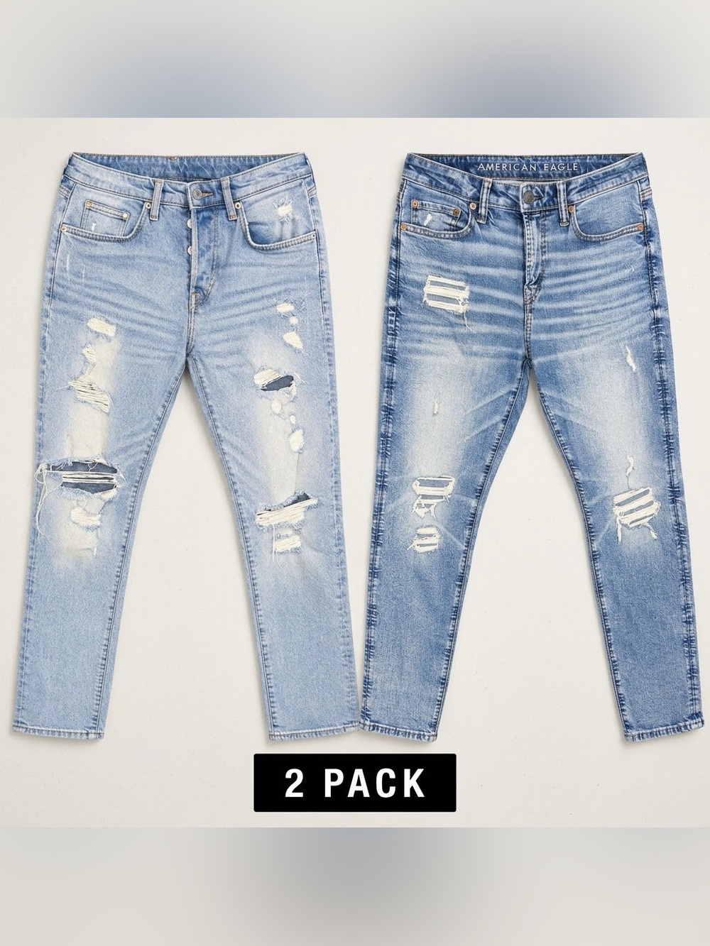 2 Jean Bundle American Eagle AirFlex+ & H&M Distressed Skinny Jeans (Size 32)